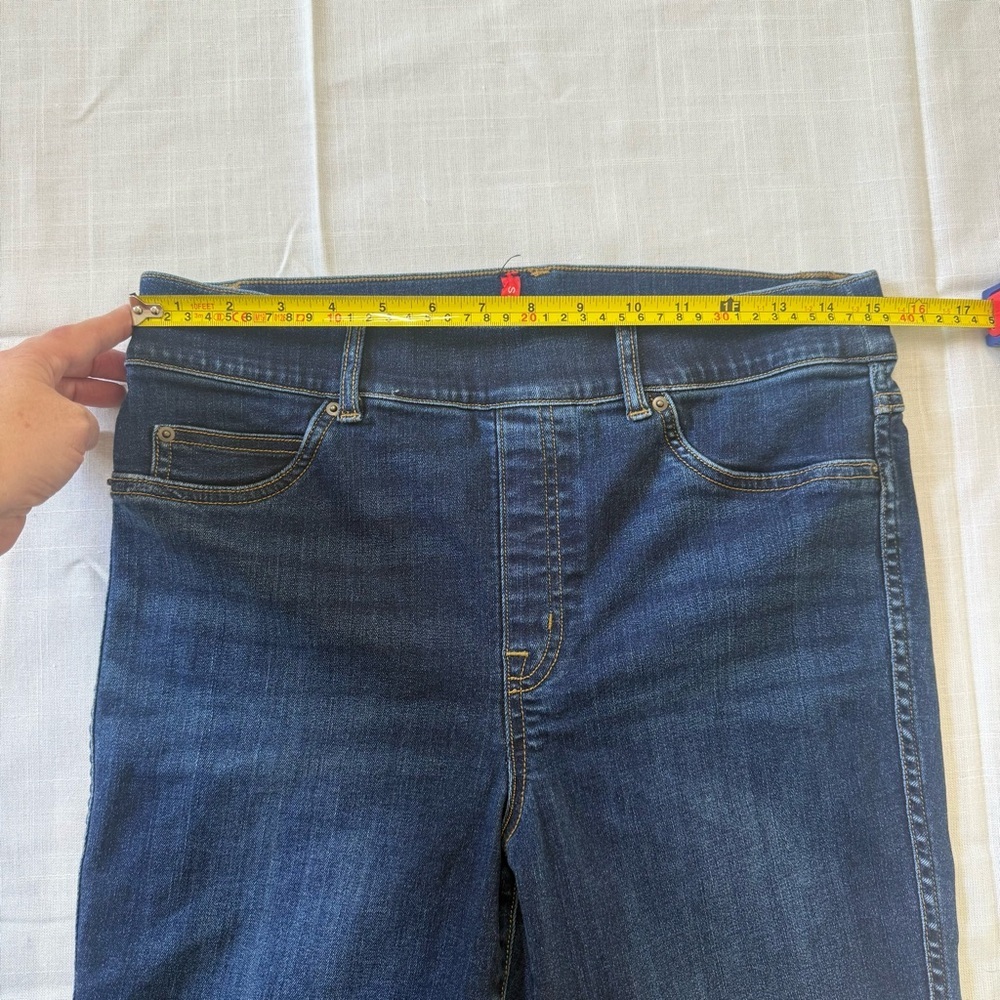SPANX Ankle Length Skinny Jeans Dark Wash Denim Pull On Women’s Size L - Picture 4 of 11